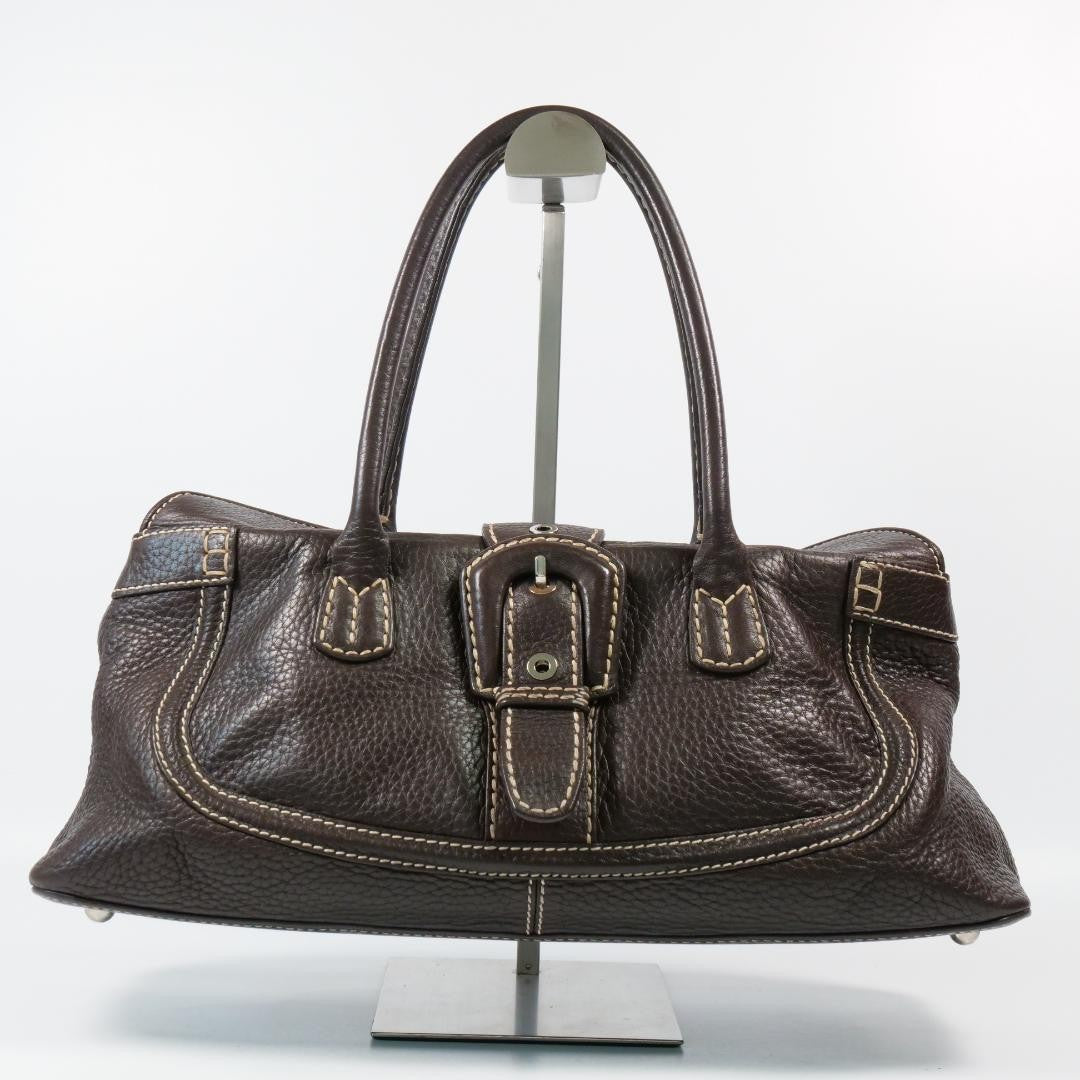 TOD'S Hand Bag Tote Purse Leather Brown Authentic