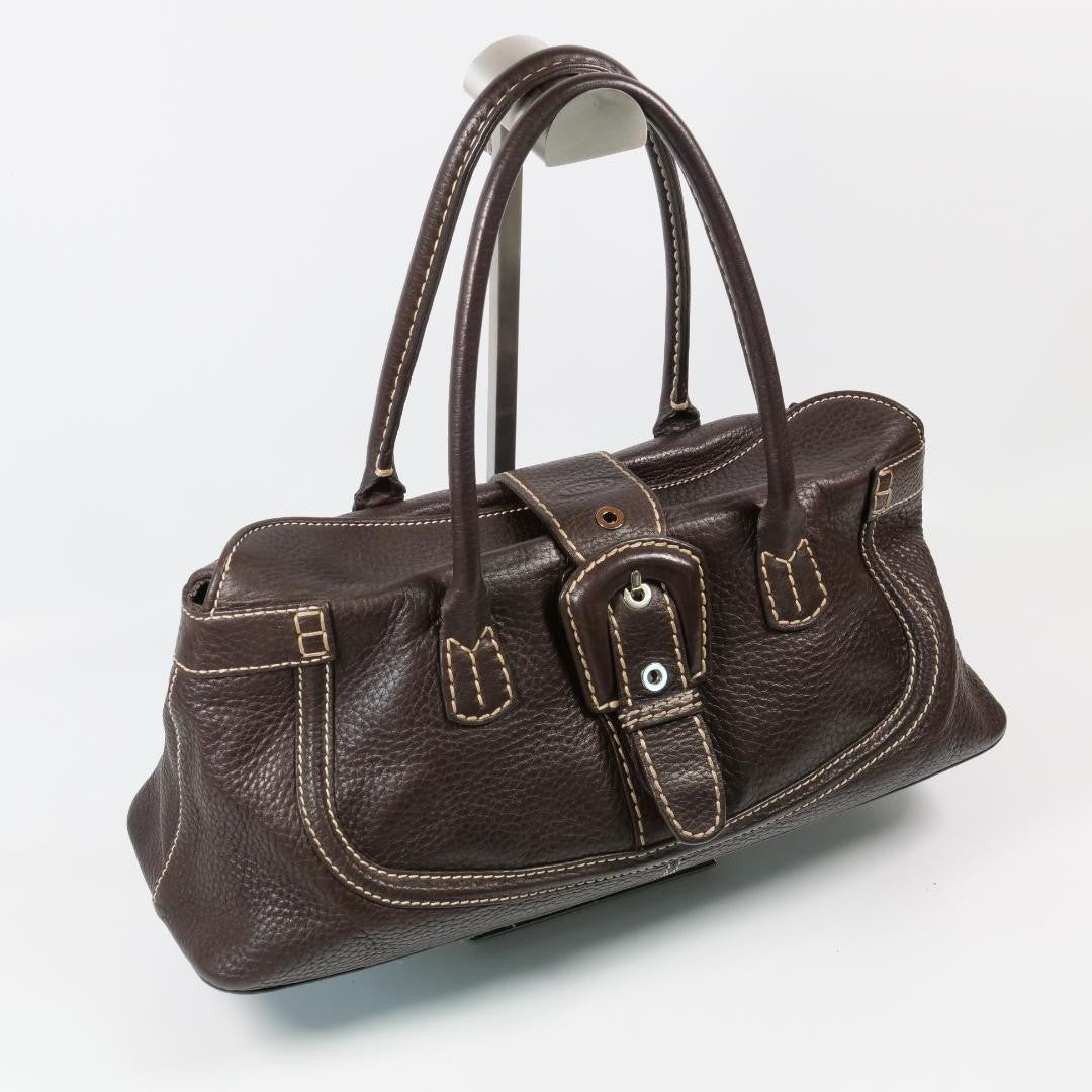 TOD'S Hand Bag Tote Purse Leather Brown Authentic