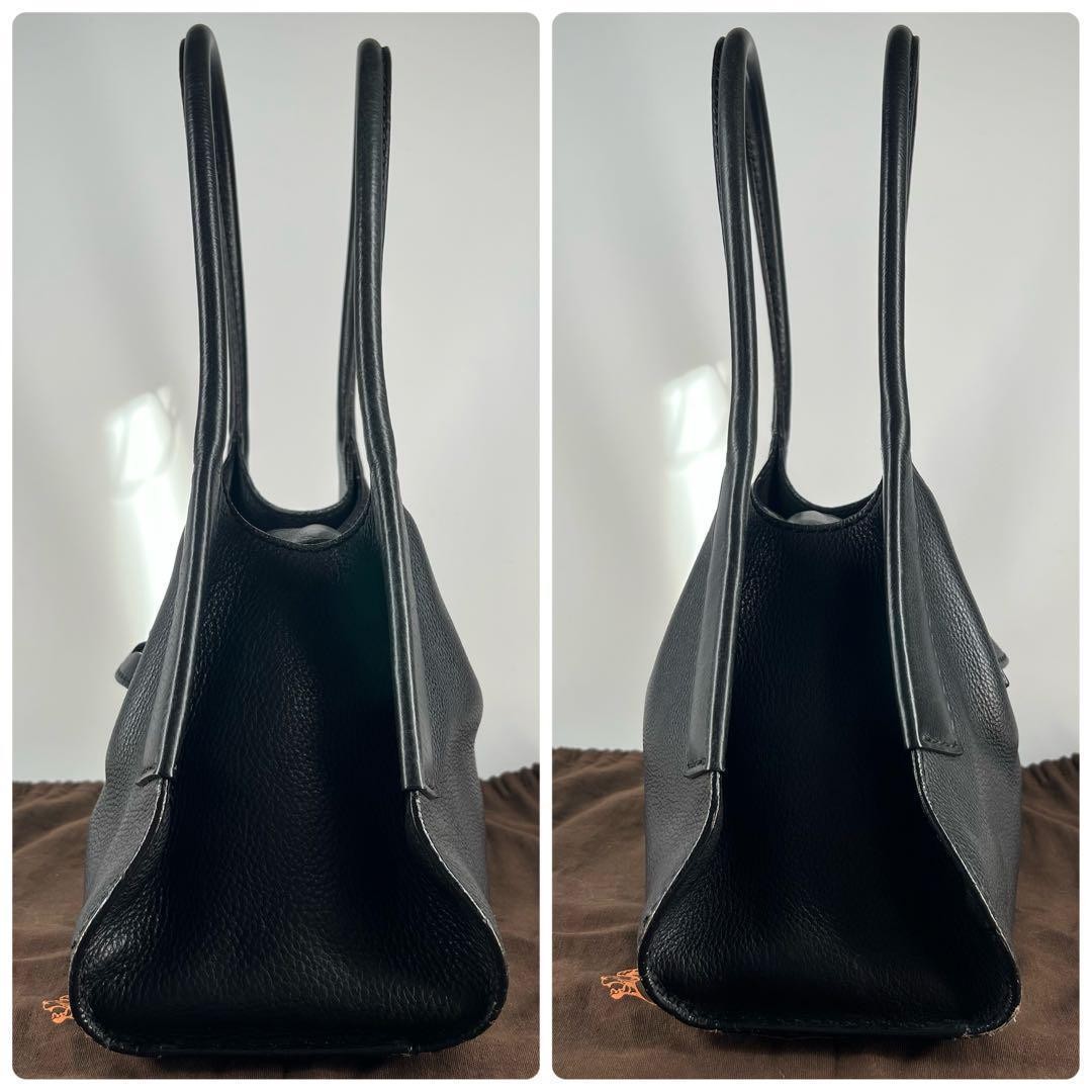 TOD'S Hand Bag Tote Purse Leather Black Authentic