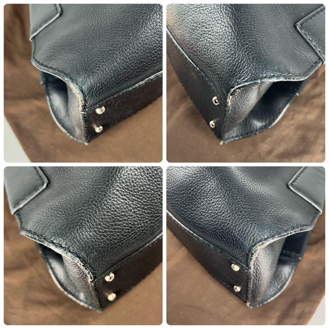 TOD'S Hand Bag Tote Purse Leather Black Authentic