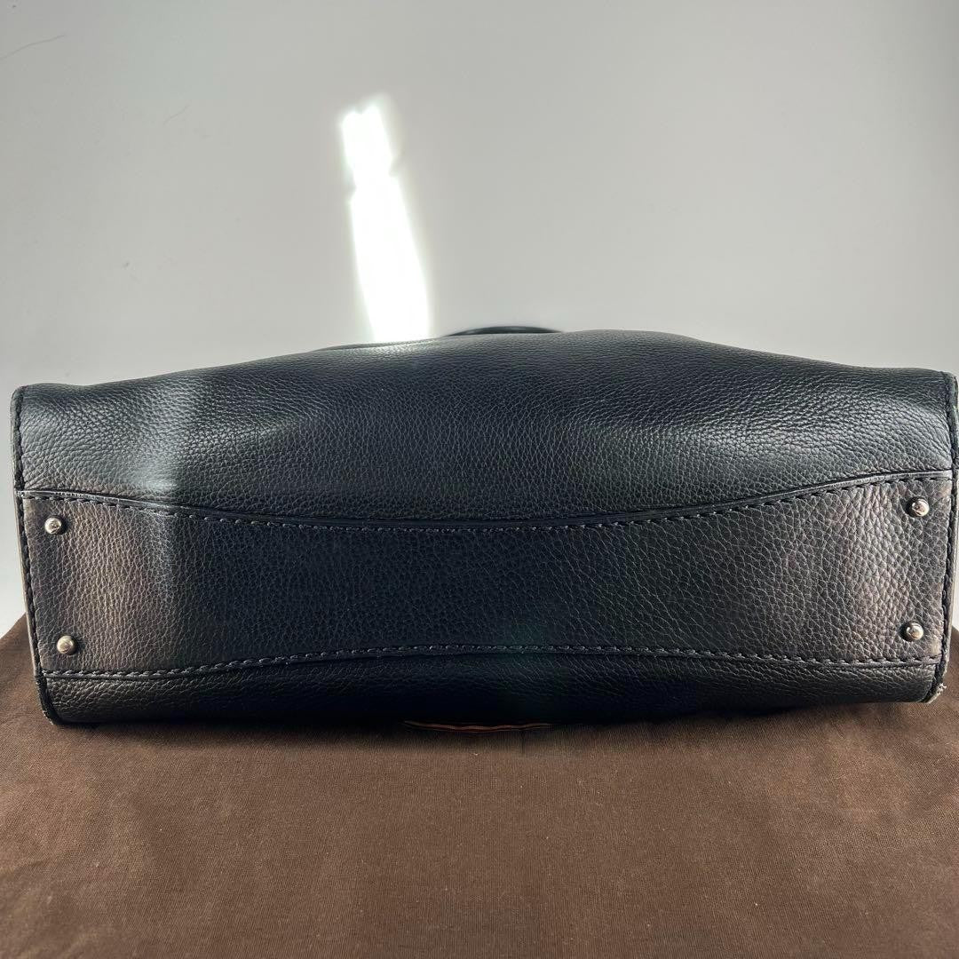 TOD'S Hand Bag Tote Purse Leather Black Authentic