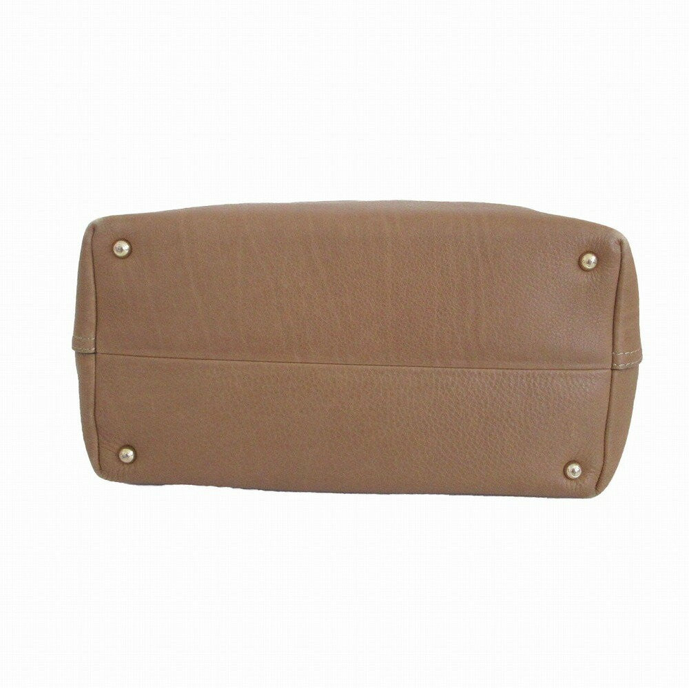 TOD'S Hand Shoulder Bag Tote Purse Leather Beige Authentic