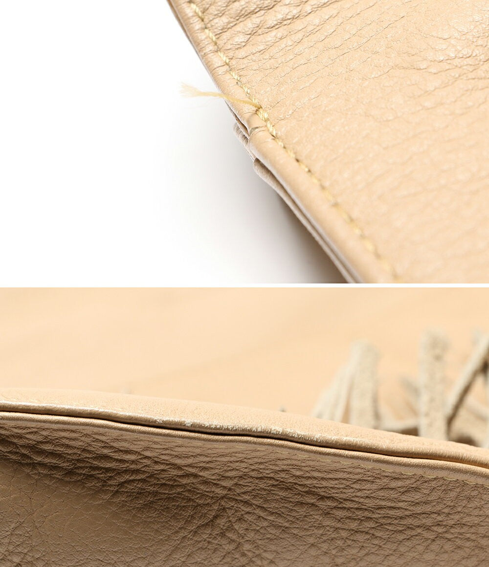 TOD'S Hand Bag Tote Purse Leather Beige Authentic