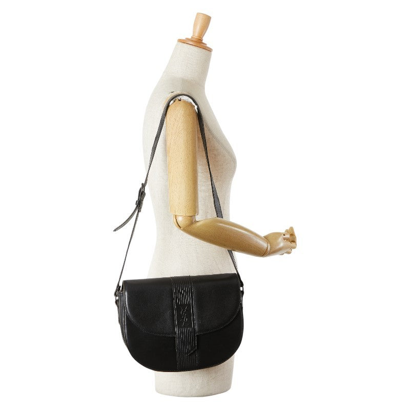 Saint Laurent Shoulder Bag Purse YSL Cassandra Leather Black Authentic
