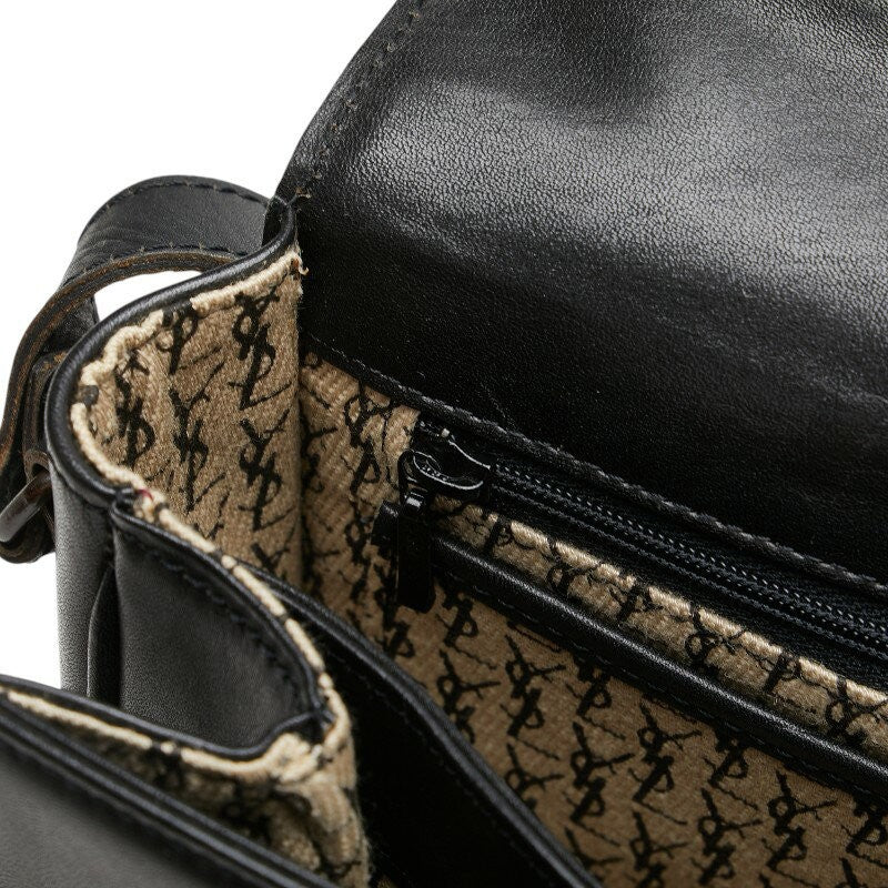 Saint Laurent Shoulder Bag Purse YSL Cassandra Leather Black Authentic