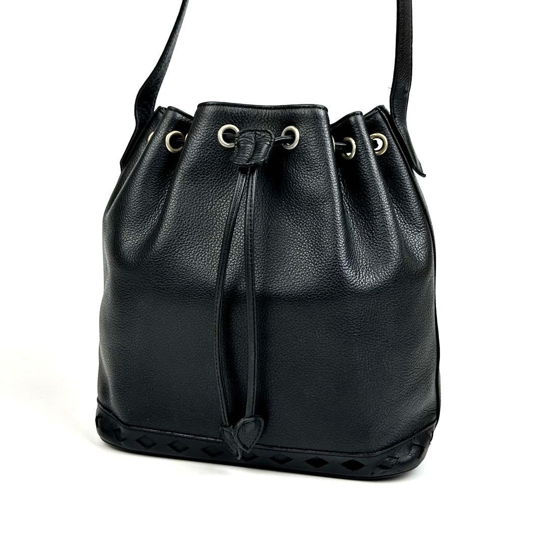 Saint Laurent Shoulder Bag Purse Leather Black Authentic