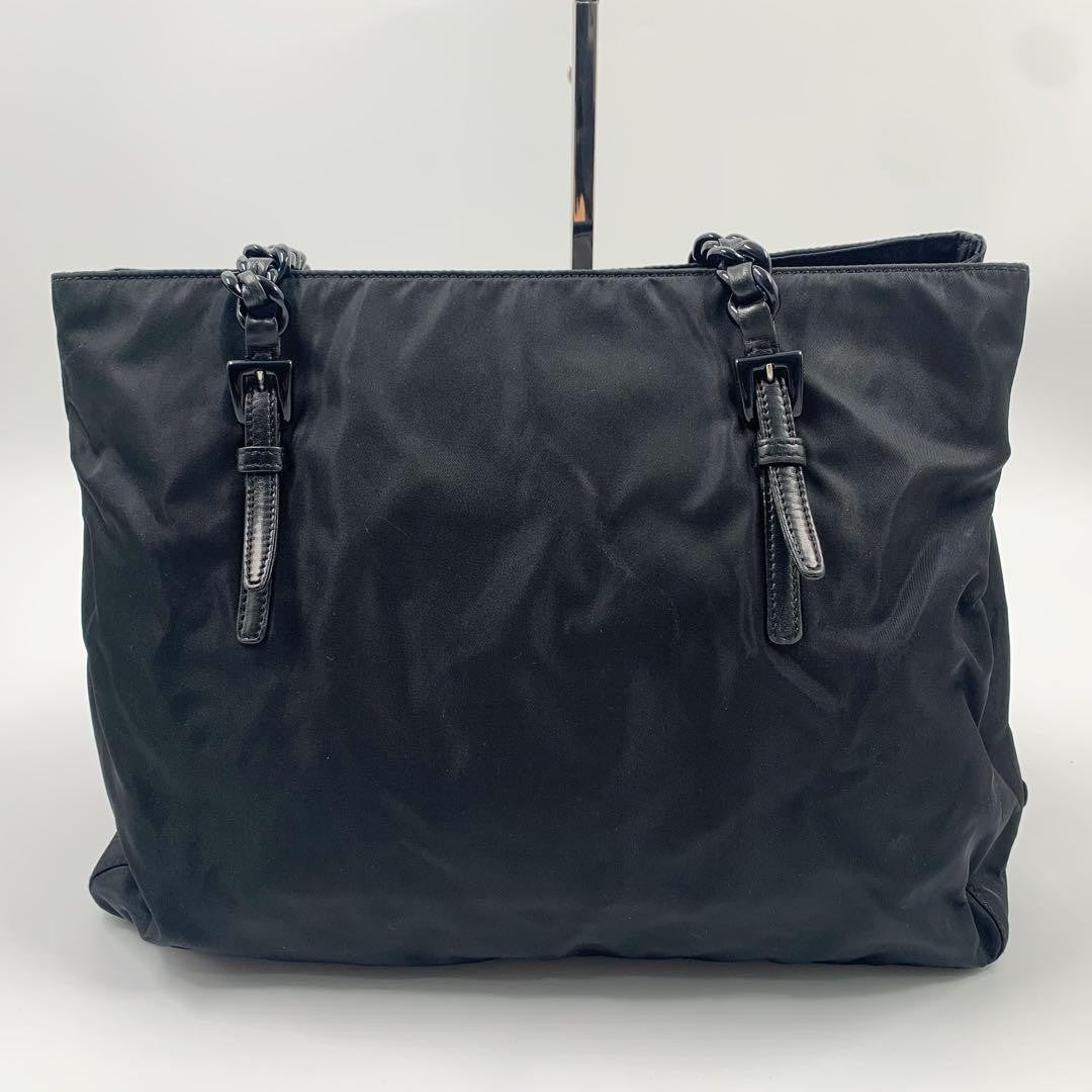 PRADA Shoulder Bag Purse Logo Nylon Leather Black Authentic