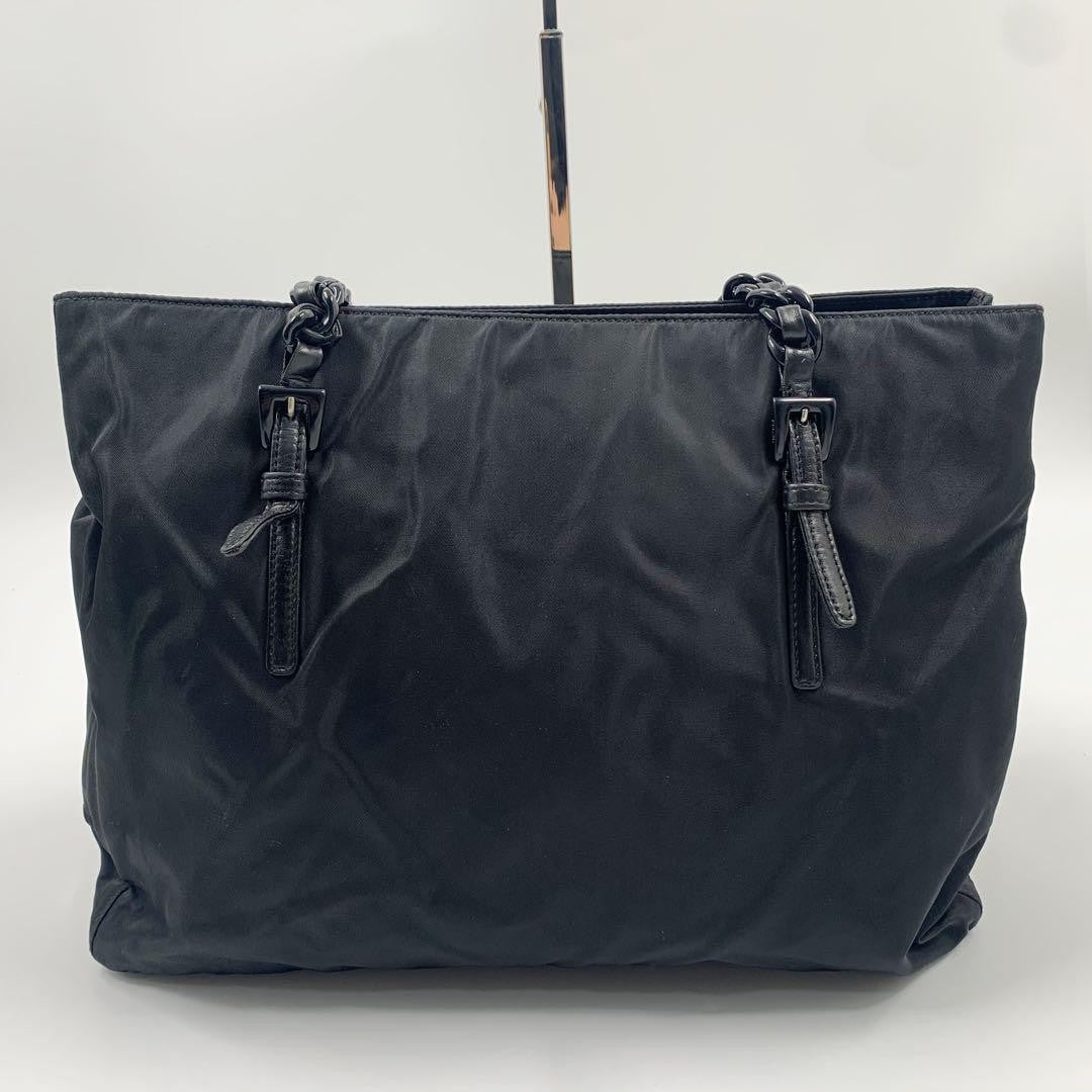 PRADA Shoulder Bag Purse Logo Nylon Leather Black Authentic