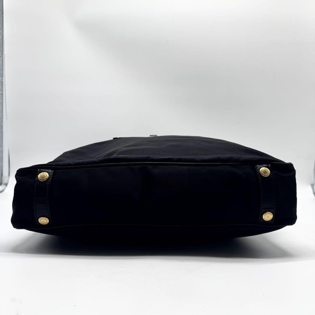 PRADA Hand Shoulder Bag Tote Purse 2way Nylon Leather Black Authentic