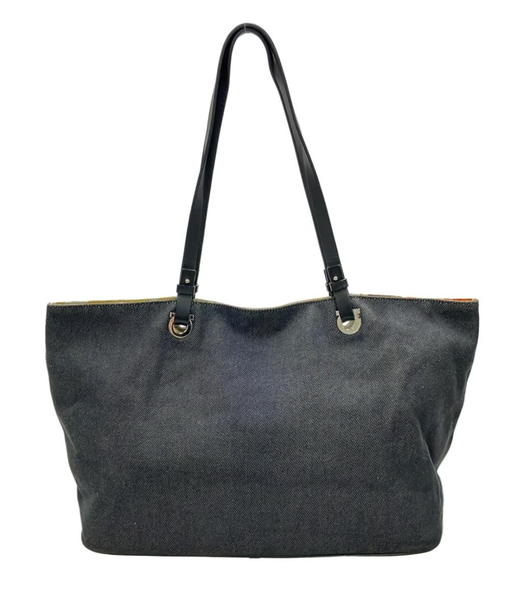 Salvatore Ferragamo Hand Bag Tote Purse Gancini Black Authentic