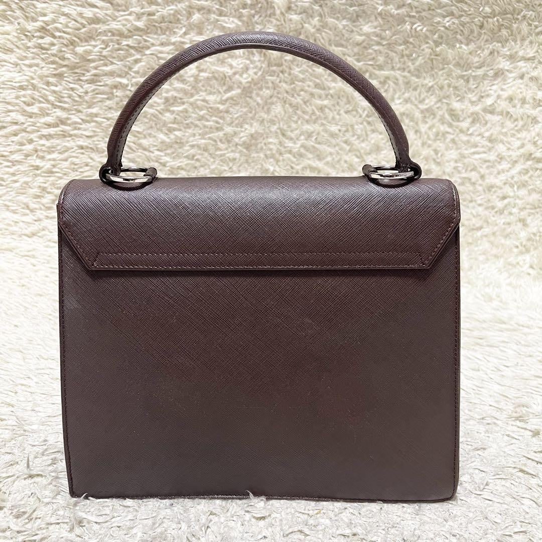 Salvatore Ferragamo Hand Bag Tote Purse Gancini Leather Brown Authentic