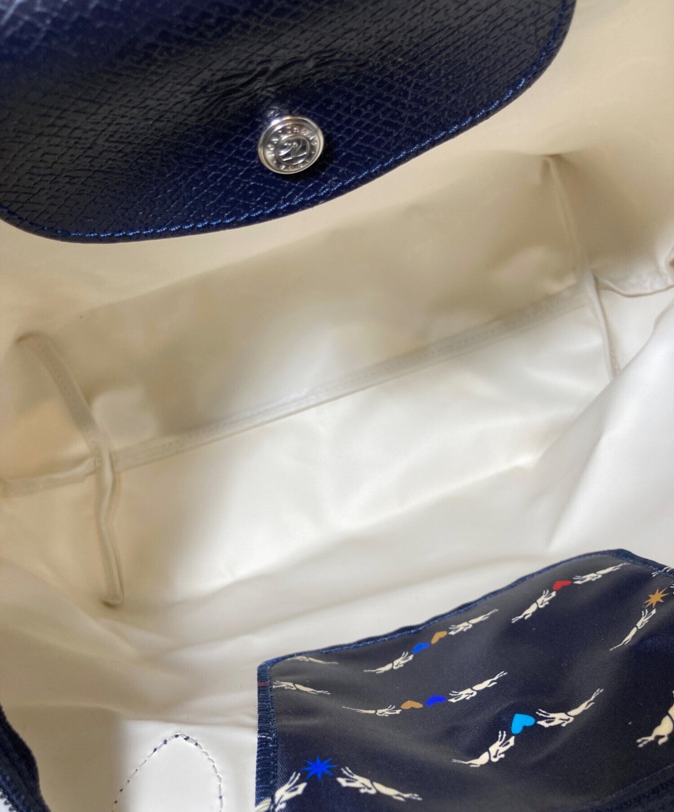 Longchamp Hand Bag Tote Purse Le Pliage Navy Authentic