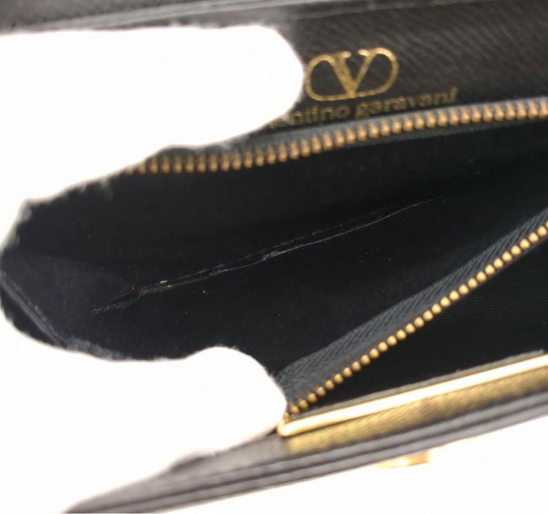 Valentino Garavani Hand Bag Tote Purse Logo Leather Black Authentic