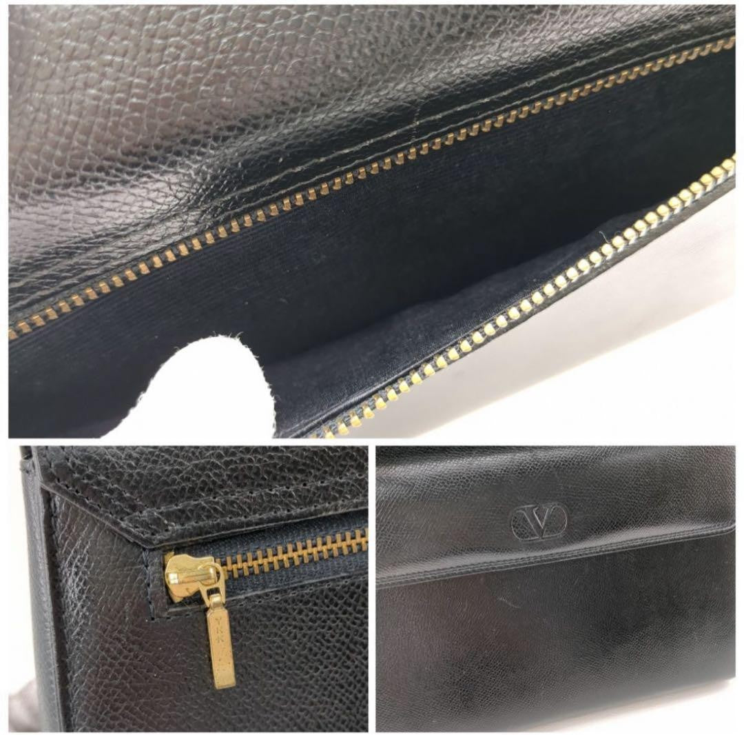Valentino Garavani Hand Bag Tote Purse Logo Leather Black Authentic