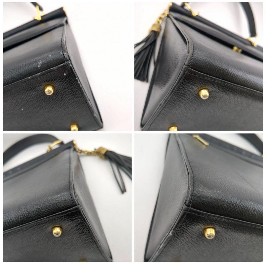 Valentino Garavani Hand Bag Tote Purse Logo Leather Black Authentic