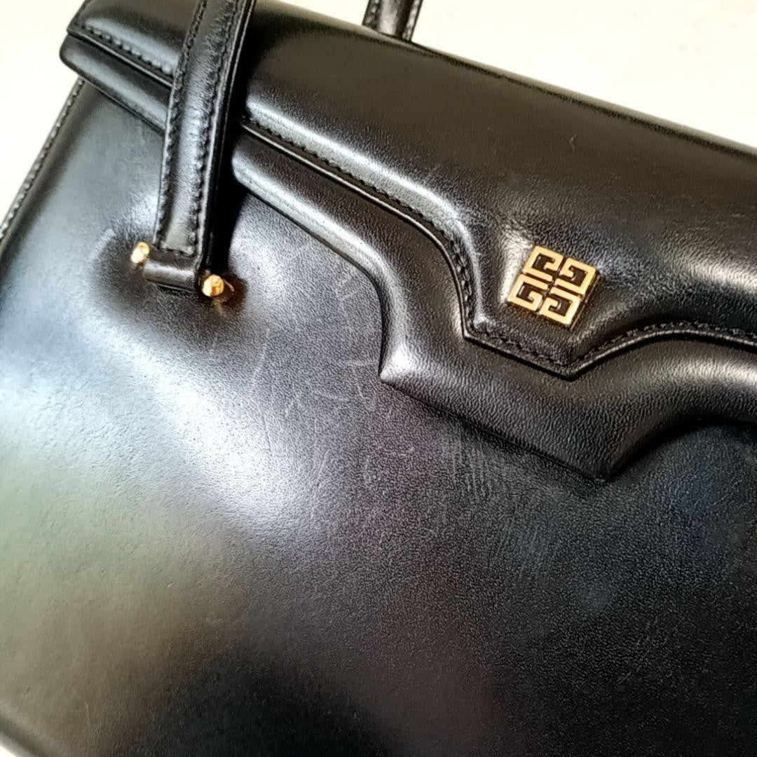 GIVENCHY Hand Bag Tote Purse 4G Leather Black Authentic