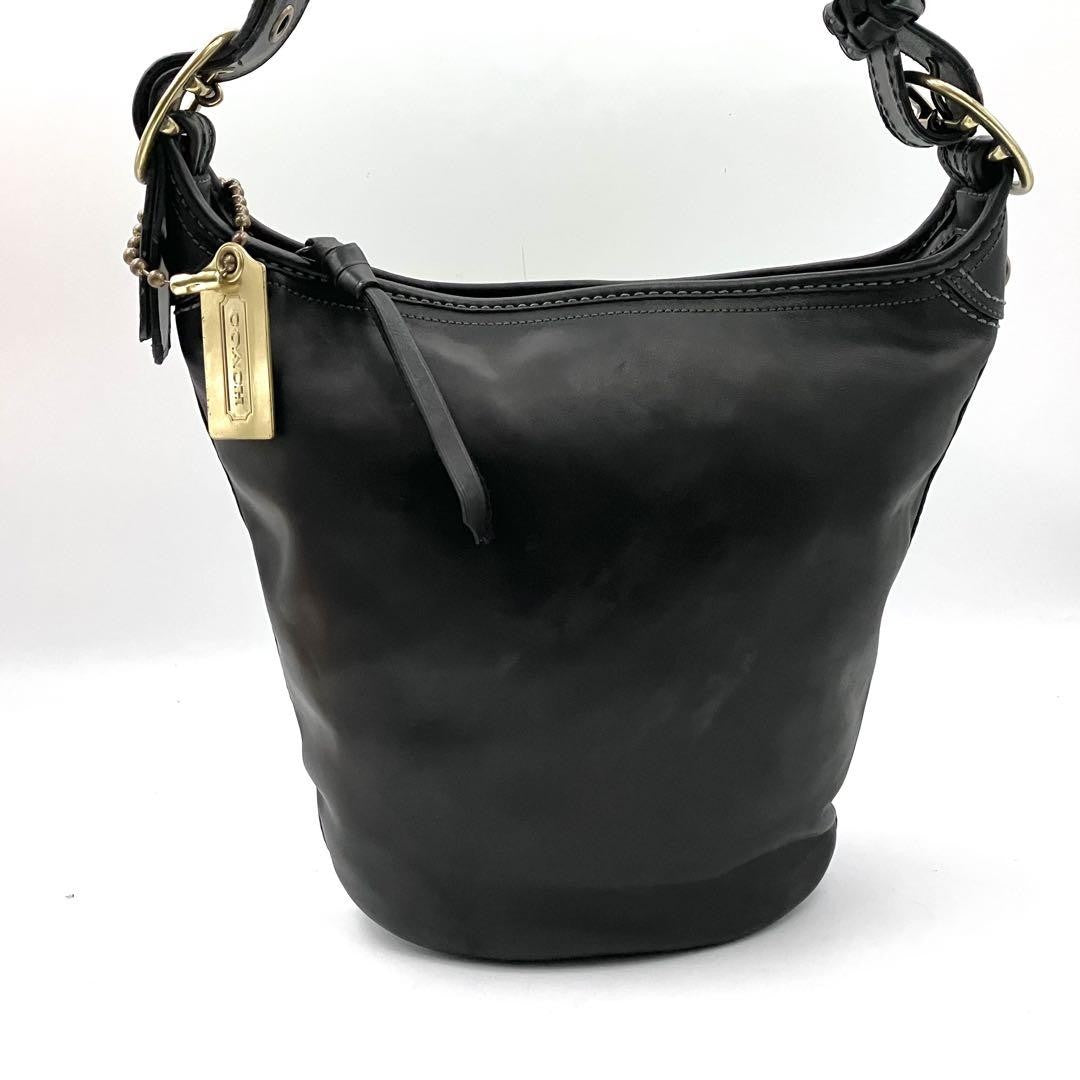 COACH Shoulder Bag Purse Leather Black Authentic