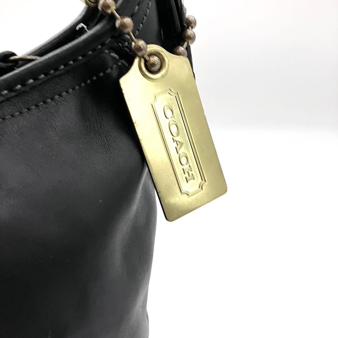 COACH Shoulder Bag Purse Leather Black Authentic