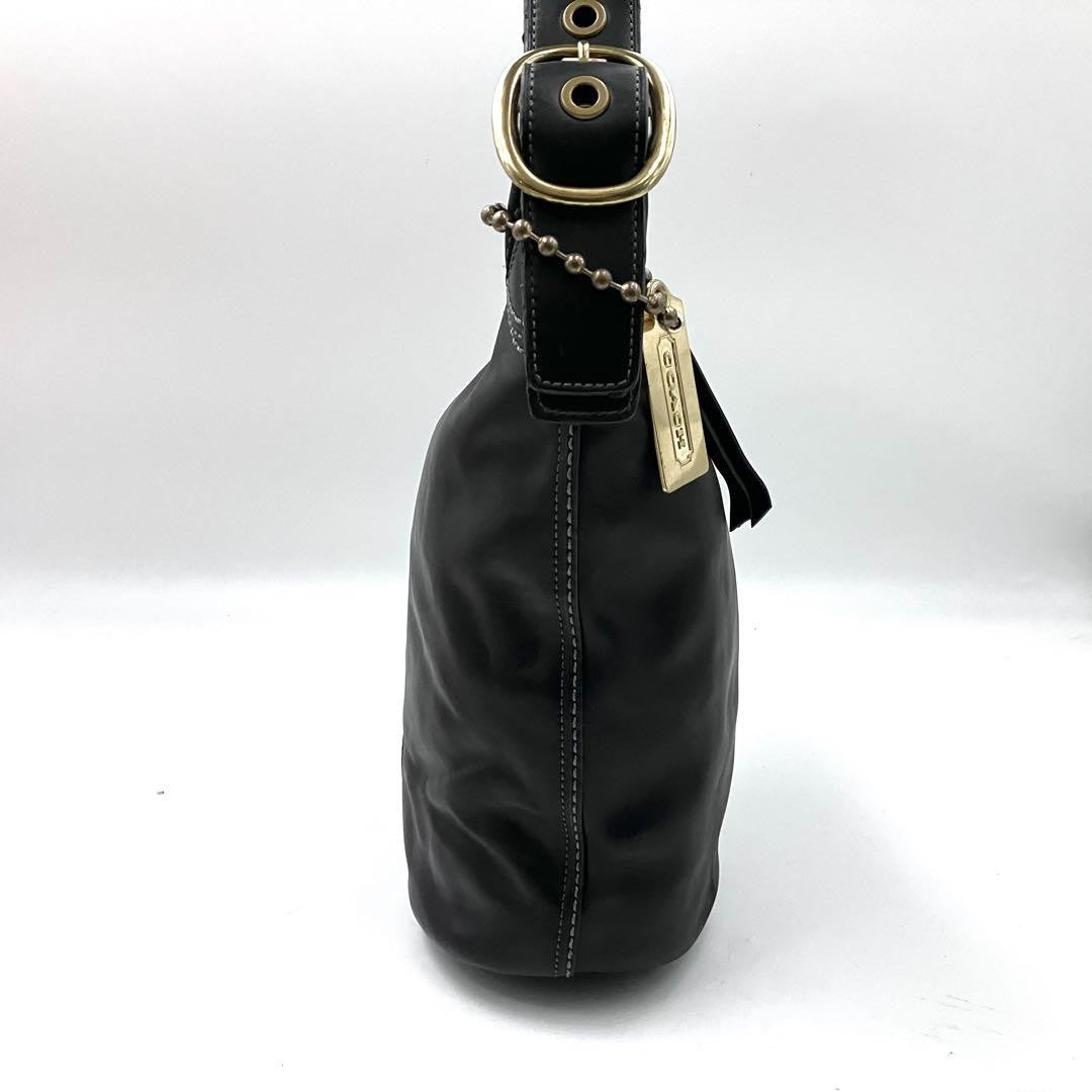 COACH Shoulder Bag Purse Leather Black Authentic