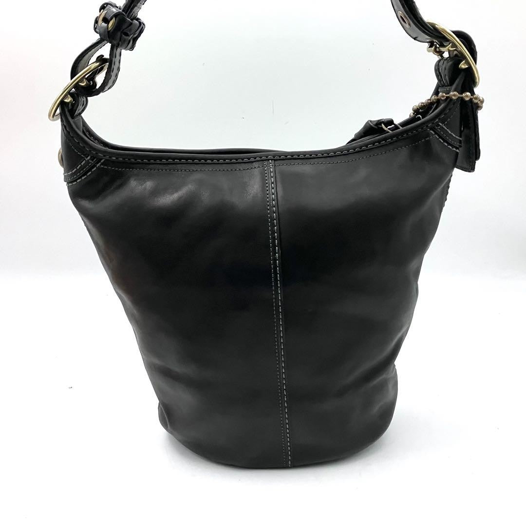 COACH Shoulder Bag Purse Leather Black Authentic