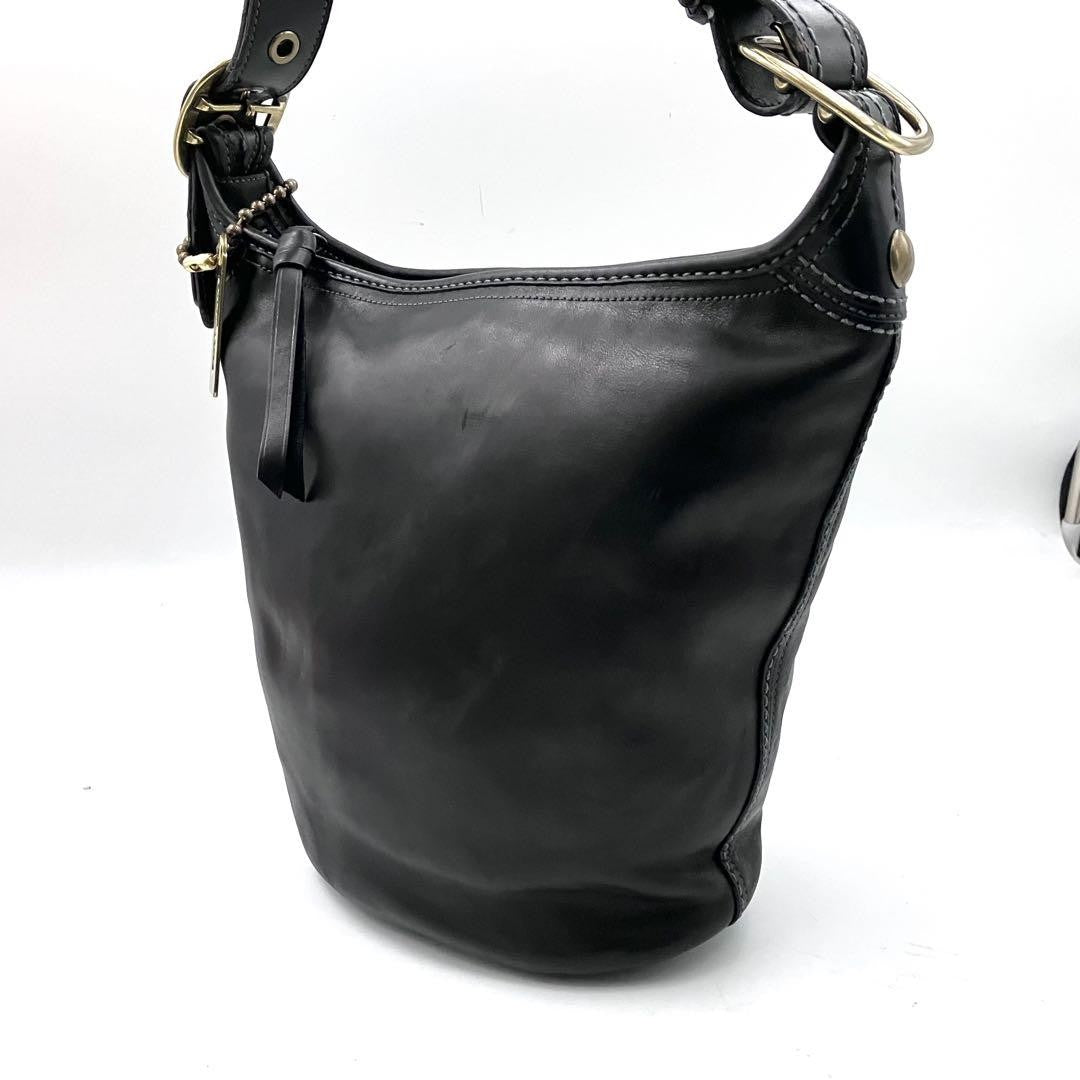 COACH Shoulder Bag Purse Leather Black Authentic