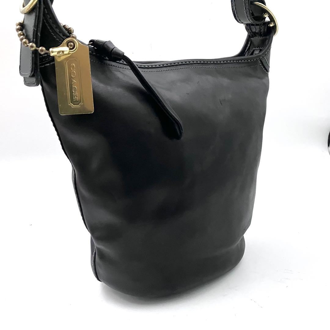 COACH Shoulder Bag Purse Leather Black Authentic