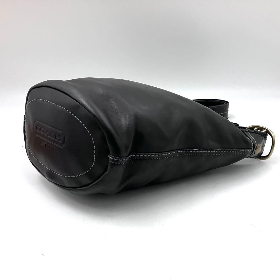 COACH Shoulder Bag Purse Leather Black Authentic
