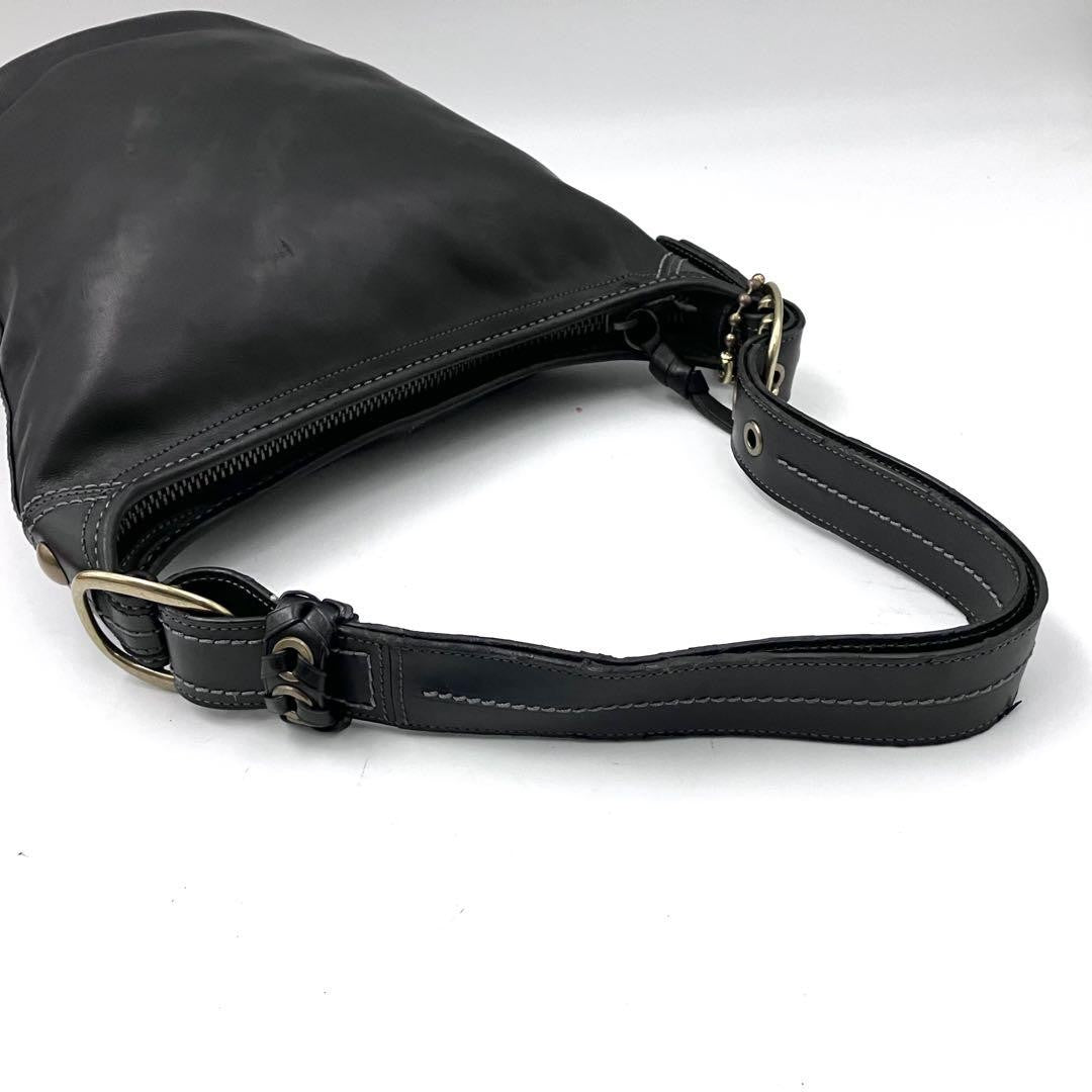COACH Shoulder Bag Purse Leather Black Authentic