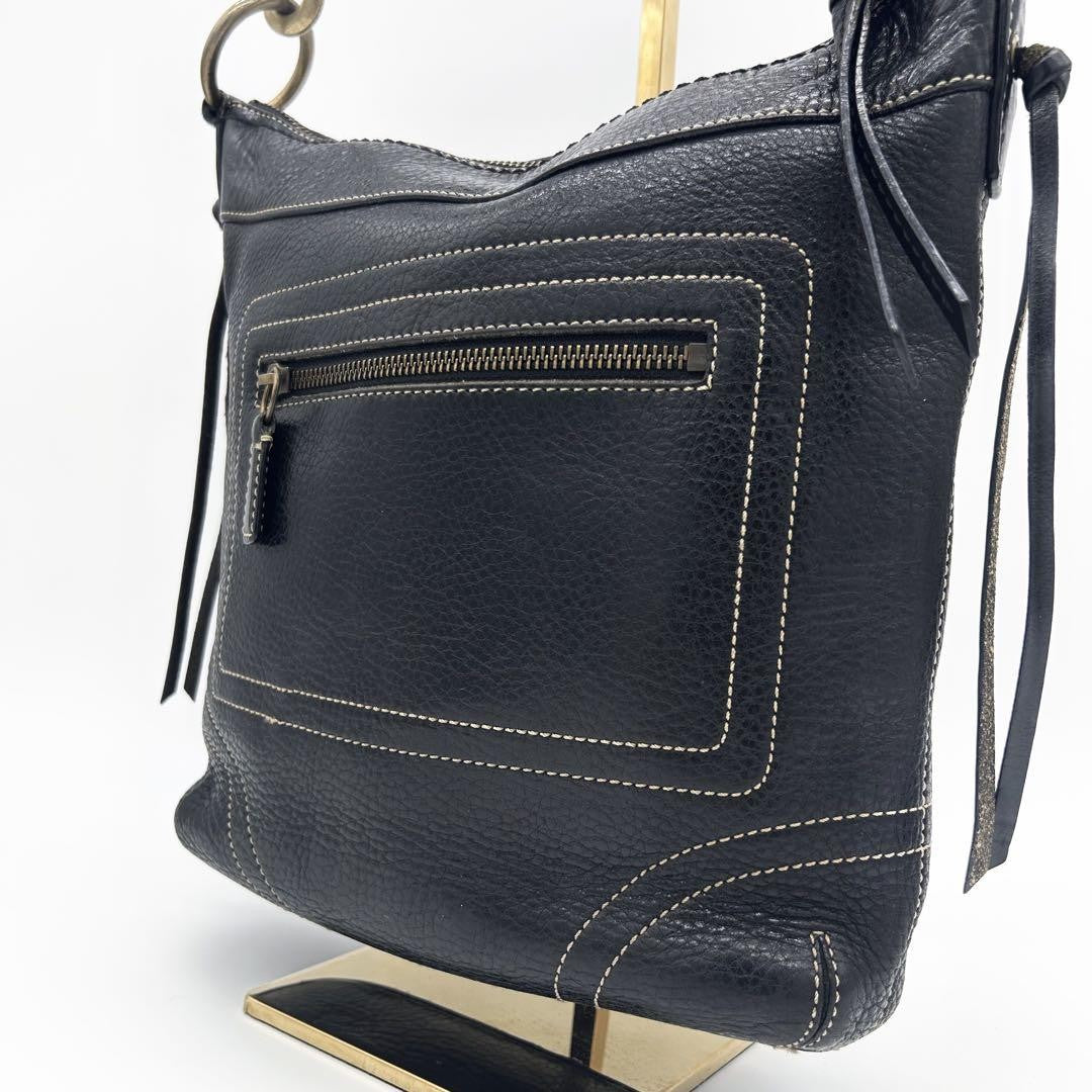 COACH Shoulder Bag Purse Leather Black Authentic