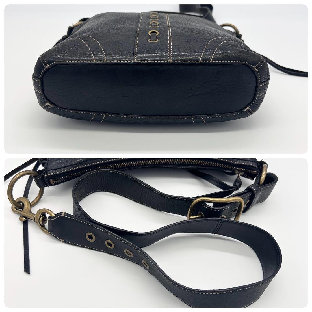 COACH Shoulder Bag Purse Leather Black Authentic
