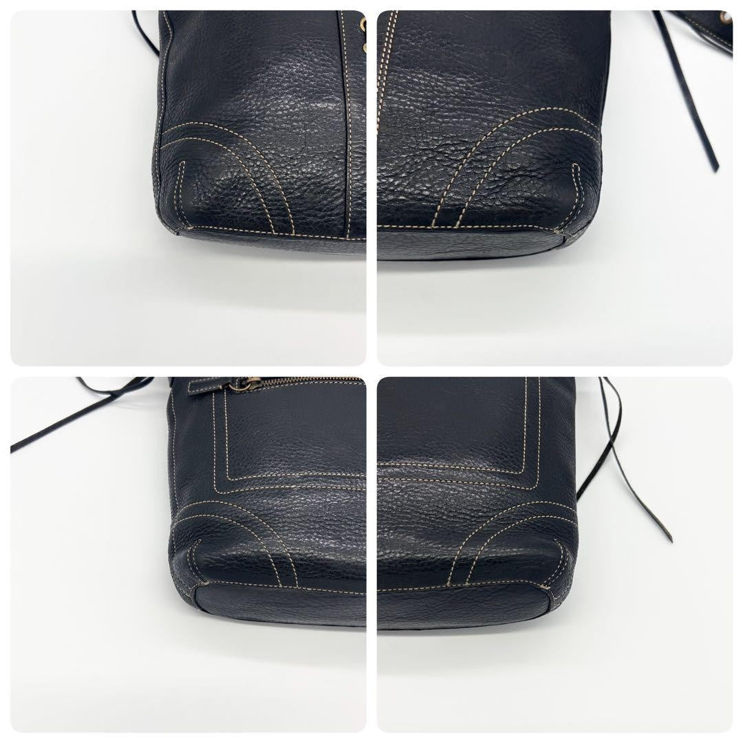 COACH Shoulder Bag Purse Leather Black Authentic