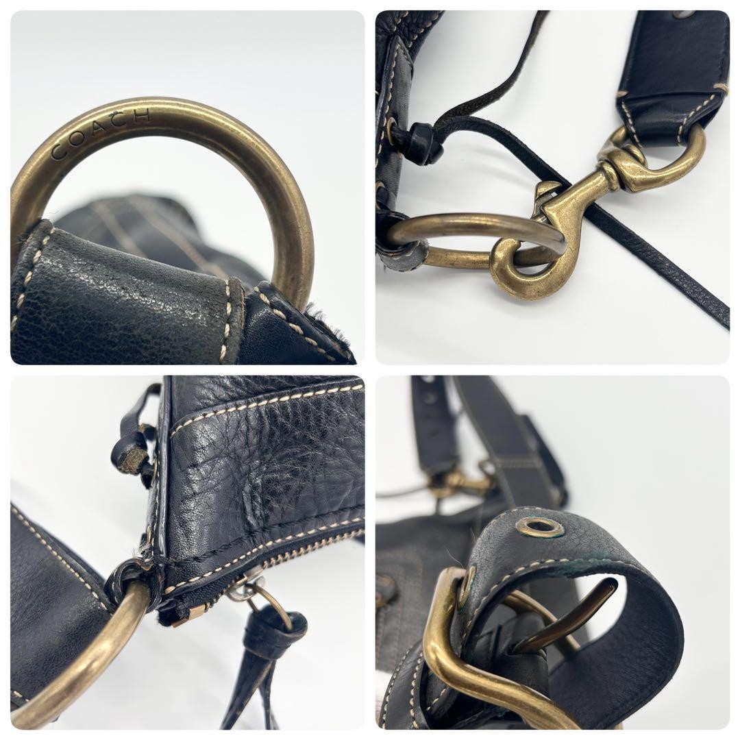 COACH Shoulder Bag Purse Leather Black Authentic