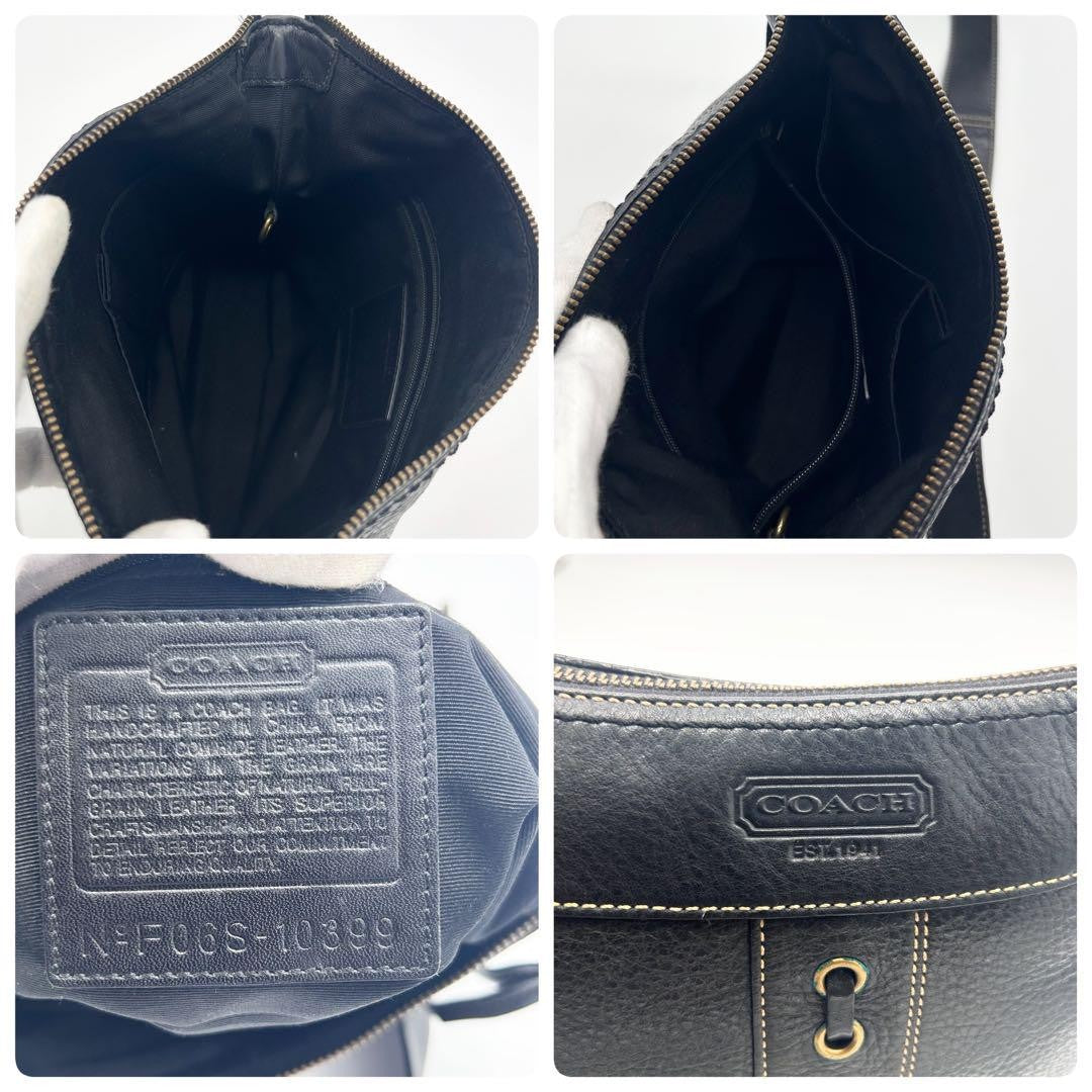 COACH Shoulder Bag Purse Leather Black Authentic