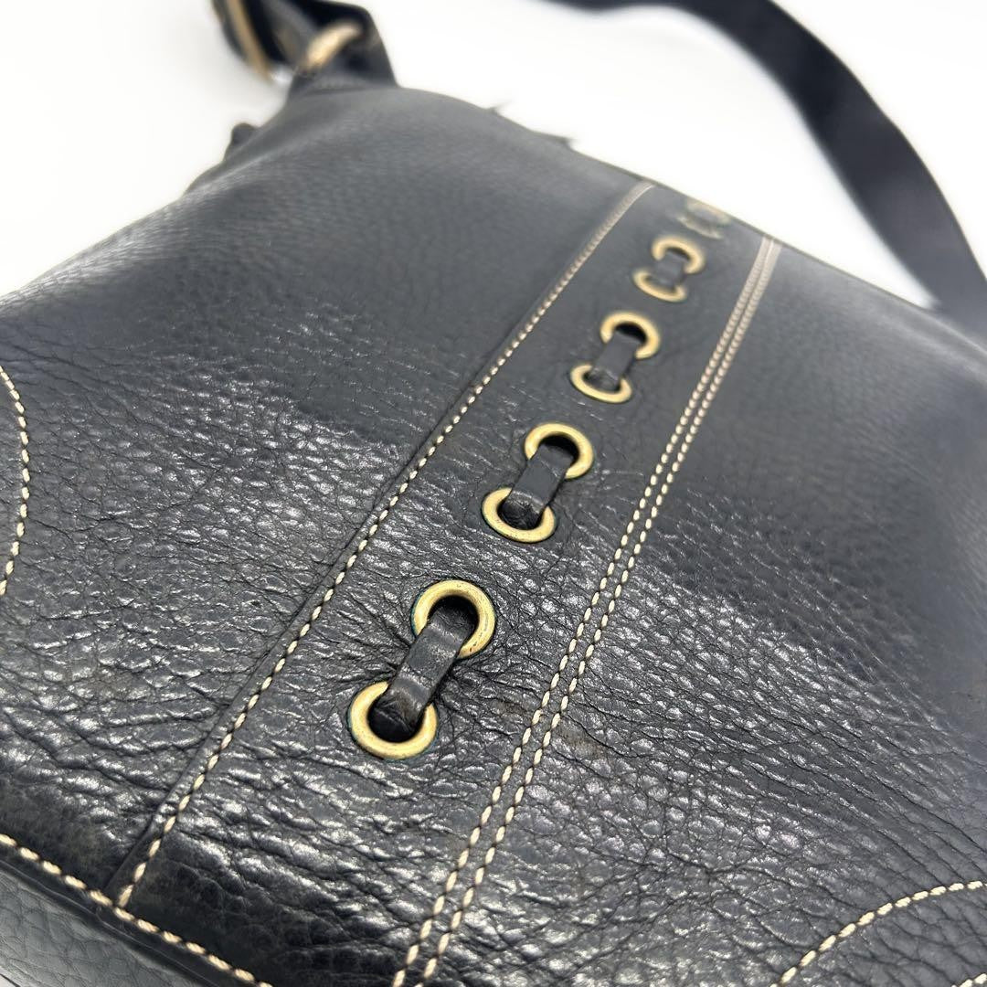 COACH Shoulder Bag Purse Leather Black Authentic