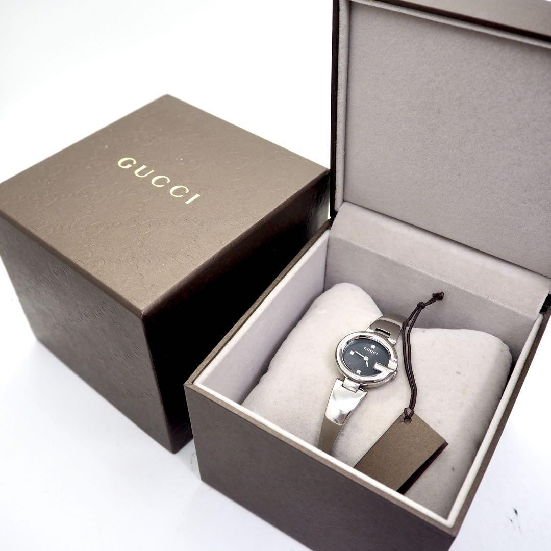GUCCI Quartz Watch Wristwatch Black Silver Women's Authentic