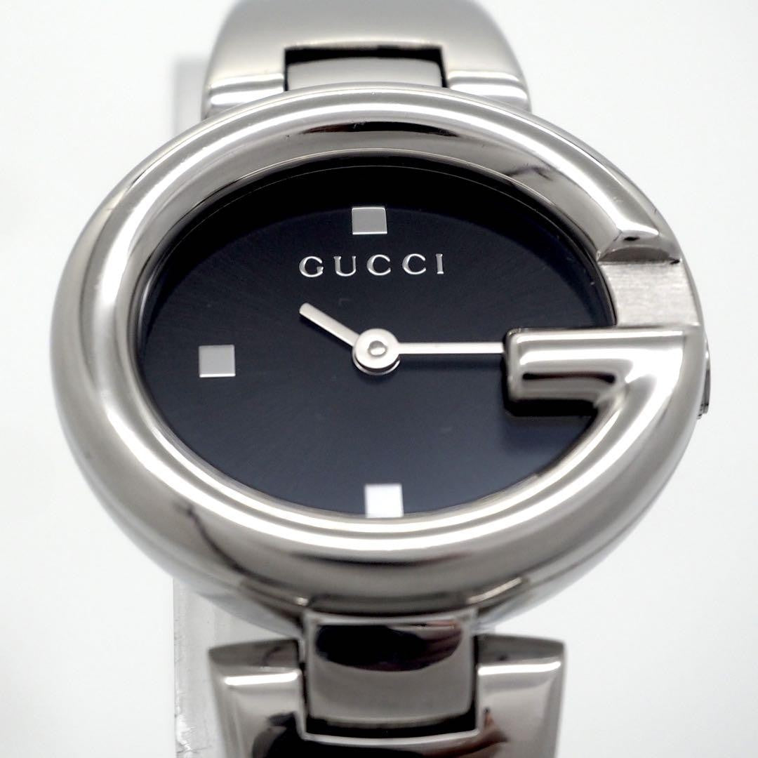 GUCCI Quartz Watch Wristwatch Black Silver Women's Authentic