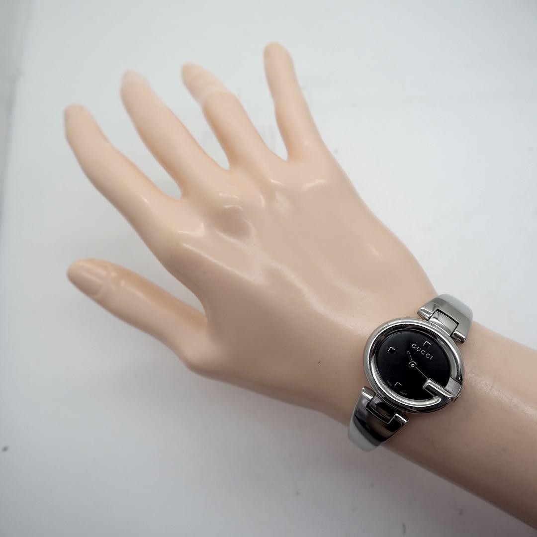 GUCCI Quartz Watch Wristwatch Black Silver Women's Authentic