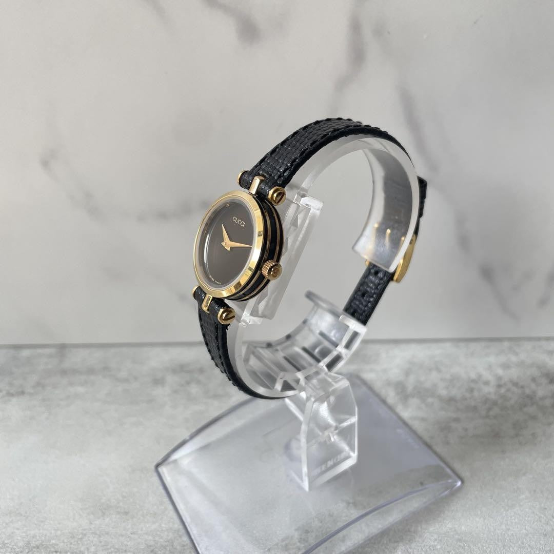 GUCCI Quartz Watch Wristwatch Gold Black Women's Authentic