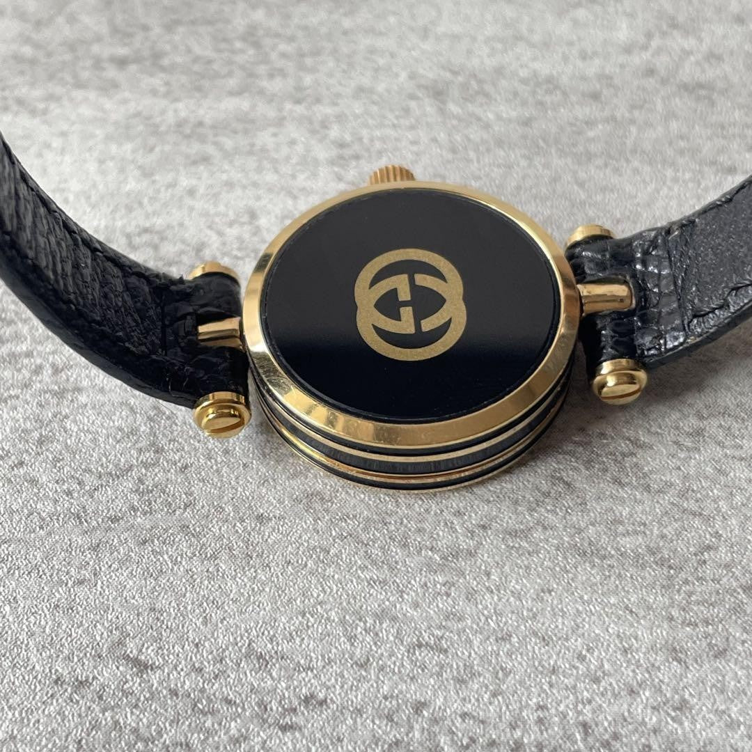 GUCCI Quartz Watch Wristwatch Gold Black Women's Authentic