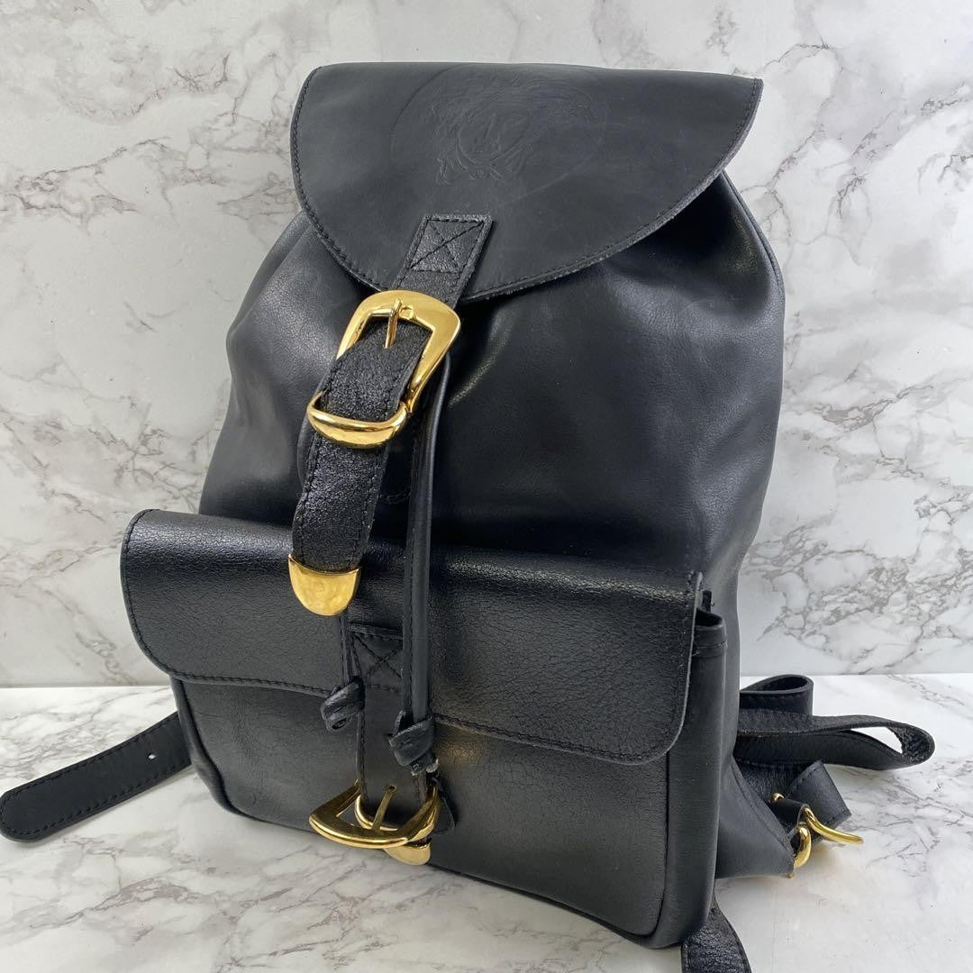 VERSACE Backpack Medusa Leather Black Authentic