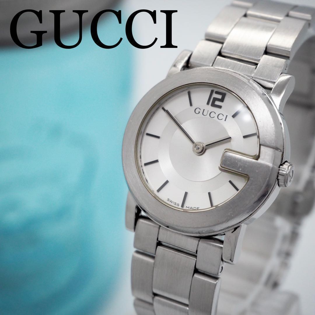GUCCI 101L Quartz Watch Wristwatch White Silver Women's Authentic