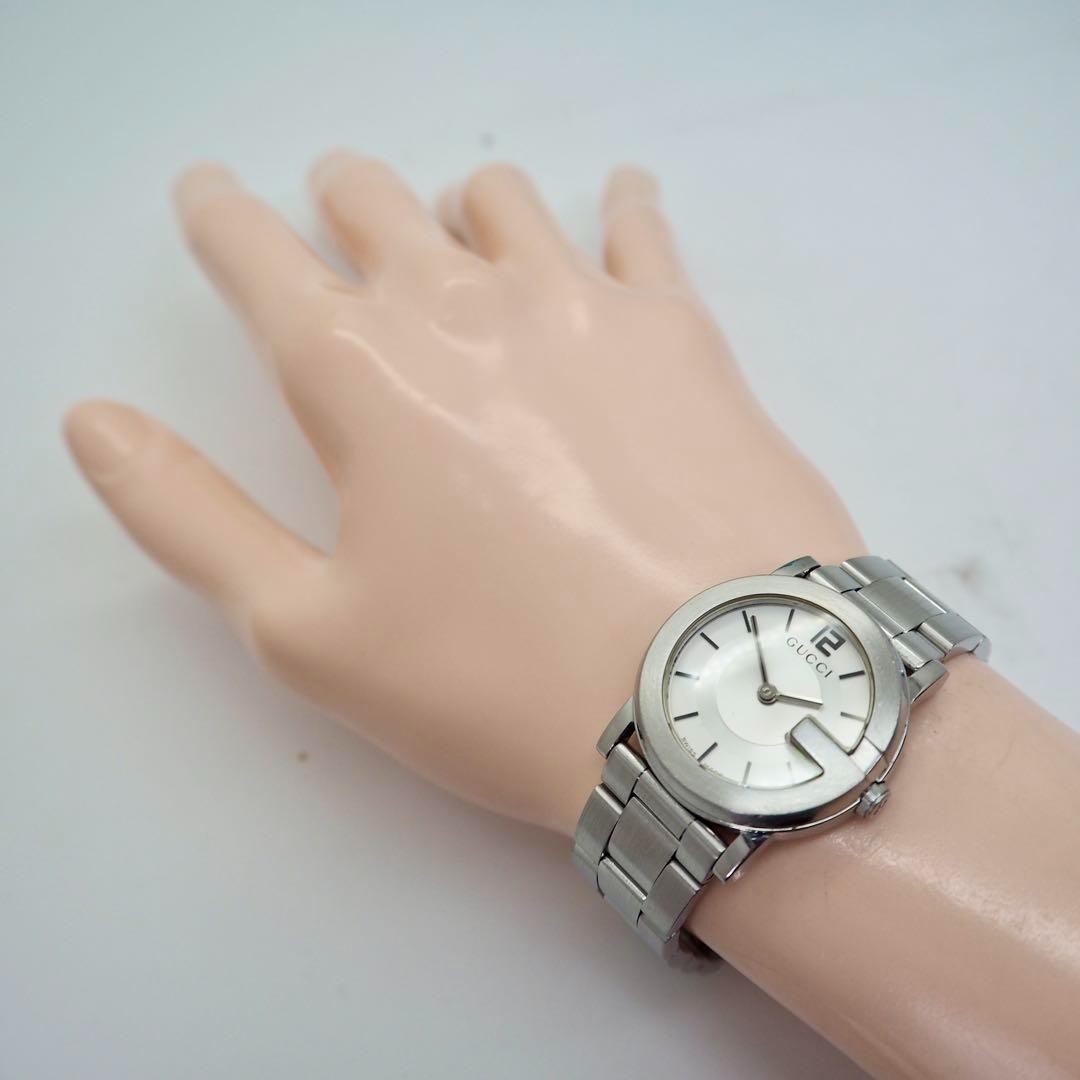 GUCCI 101L Quartz Watch Wristwatch White Silver Women's Authentic