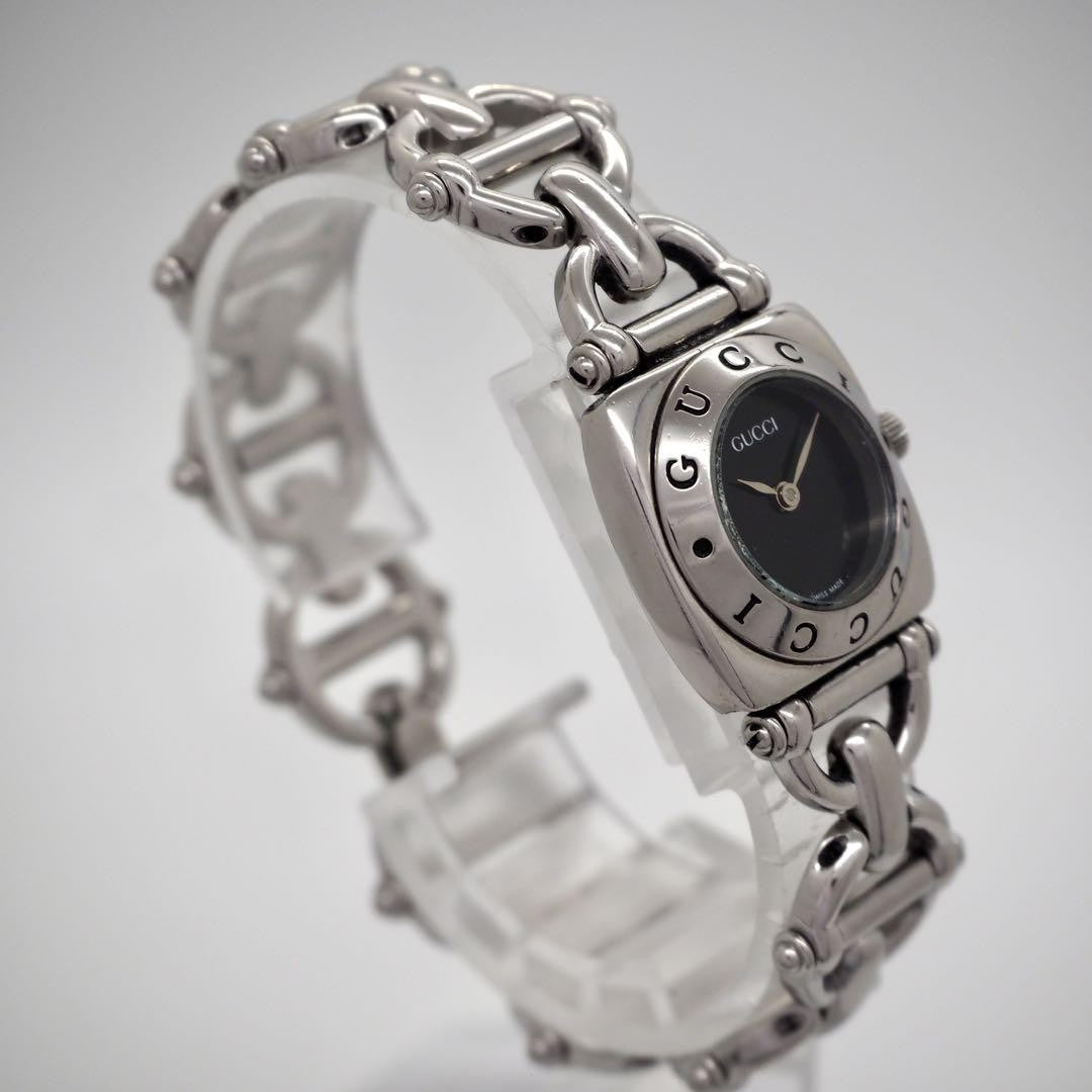 GUCCI 6400L Quartz Watch Wristwatch Black Silver Women's Authentic