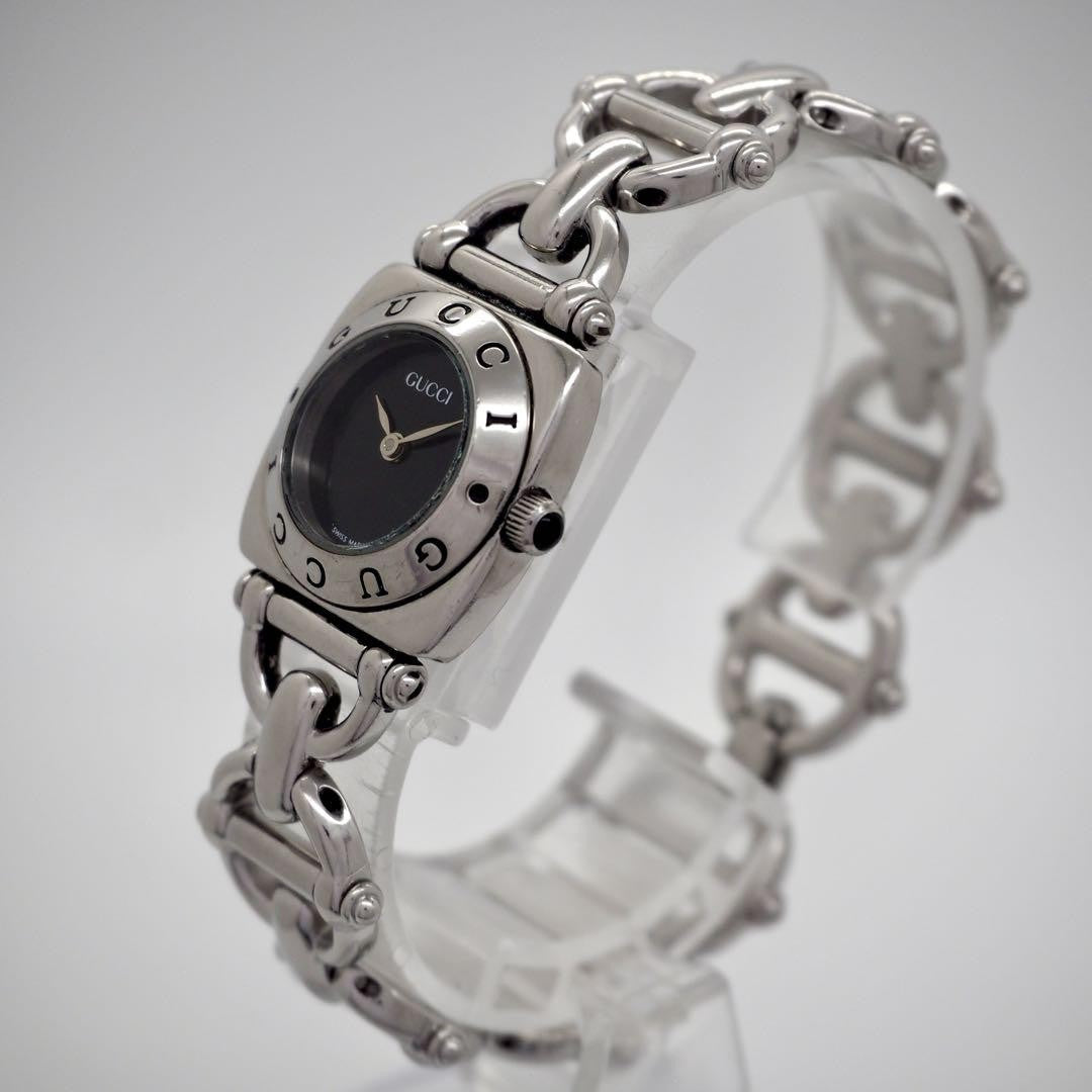 GUCCI 6400L Quartz Watch Wristwatch Black Silver Women's Authentic