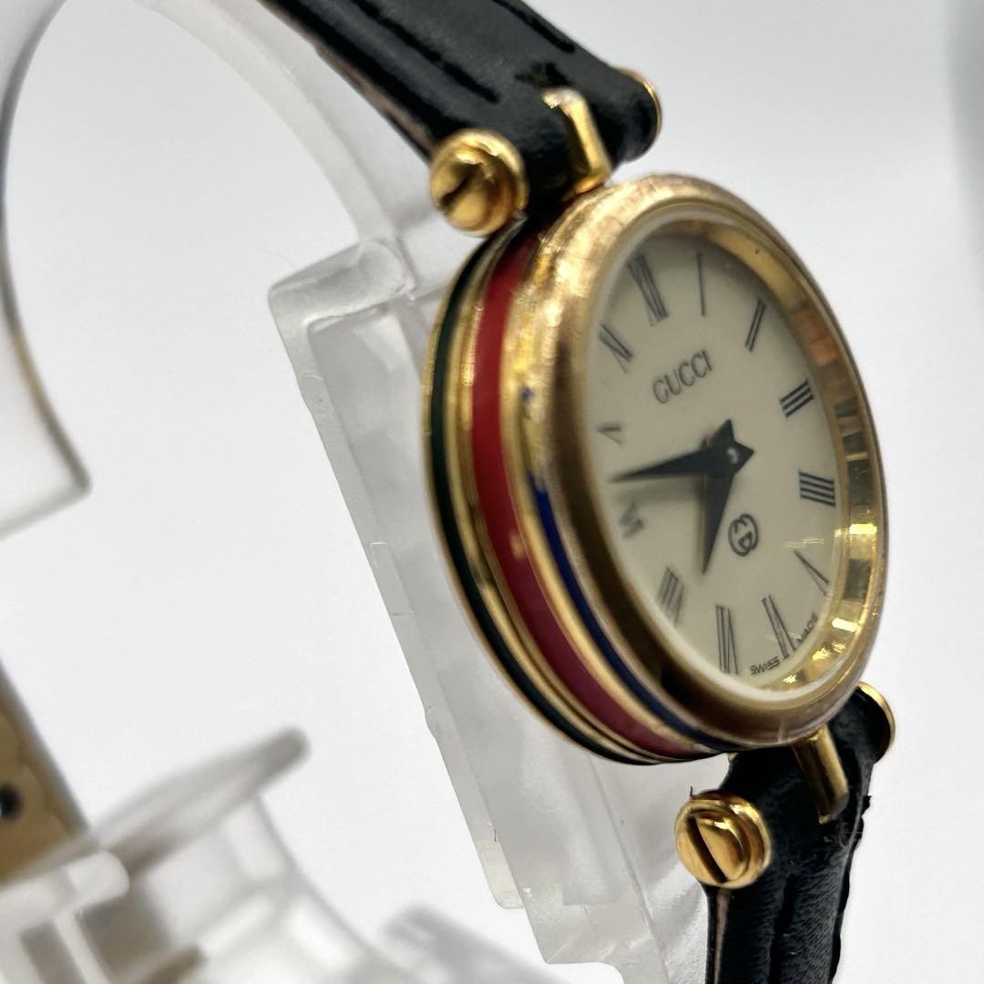 GUCCI Quartz Watch Wristwatch Gold White Beige Women's Authentic