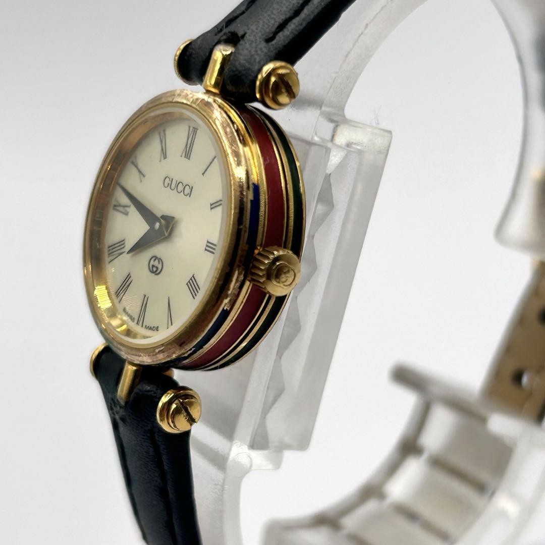 GUCCI Quartz Watch Wristwatch Gold White Beige Women's Authentic