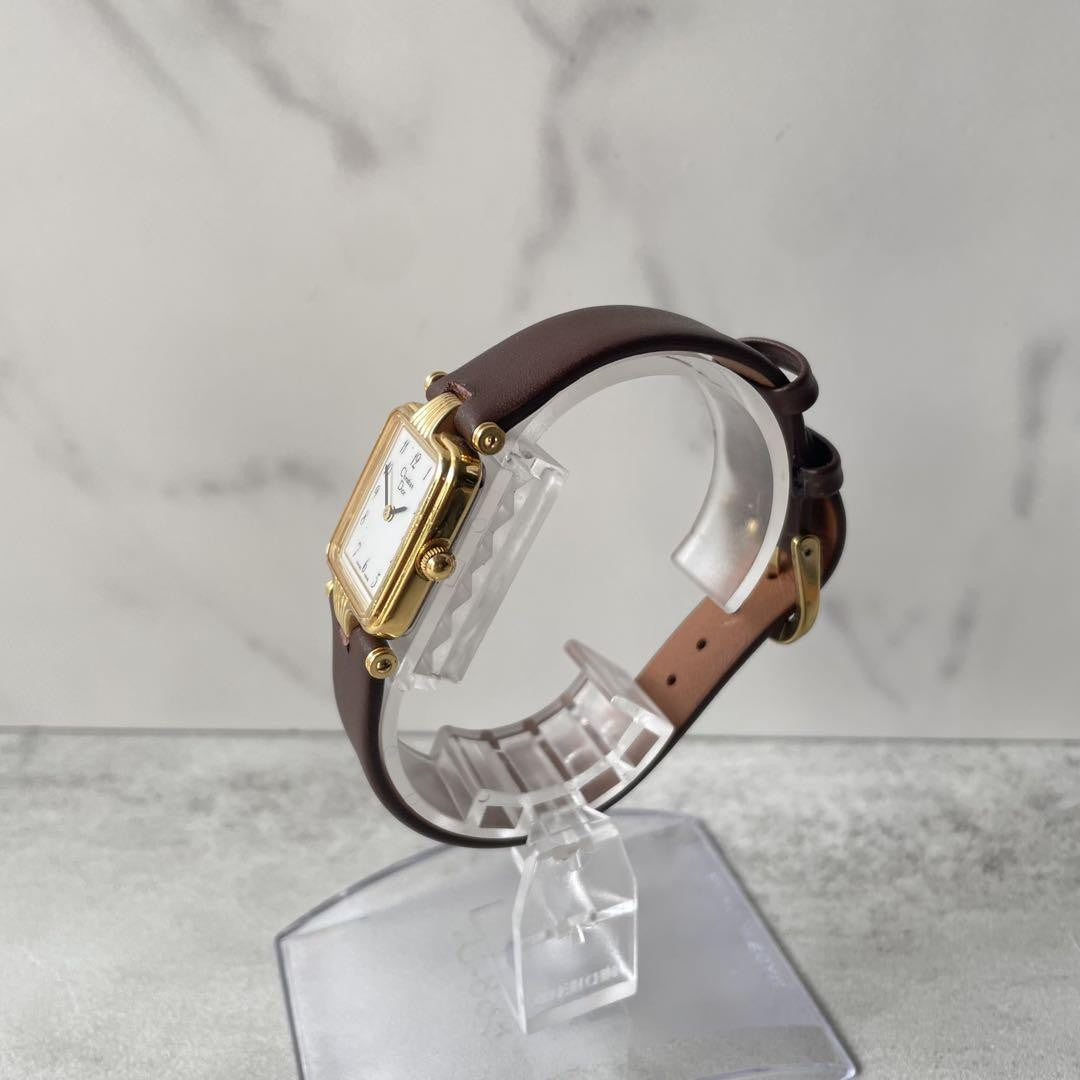 Christian Dior Quartz Watch Wristwatch Logo Gold White Women's Authentic