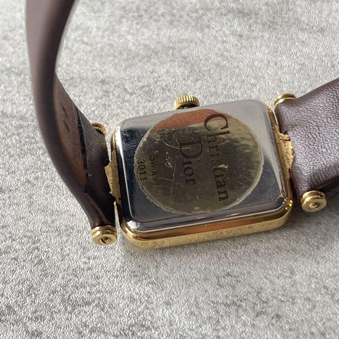 Christian Dior Quartz Watch Wristwatch Logo Gold White Women's Authentic