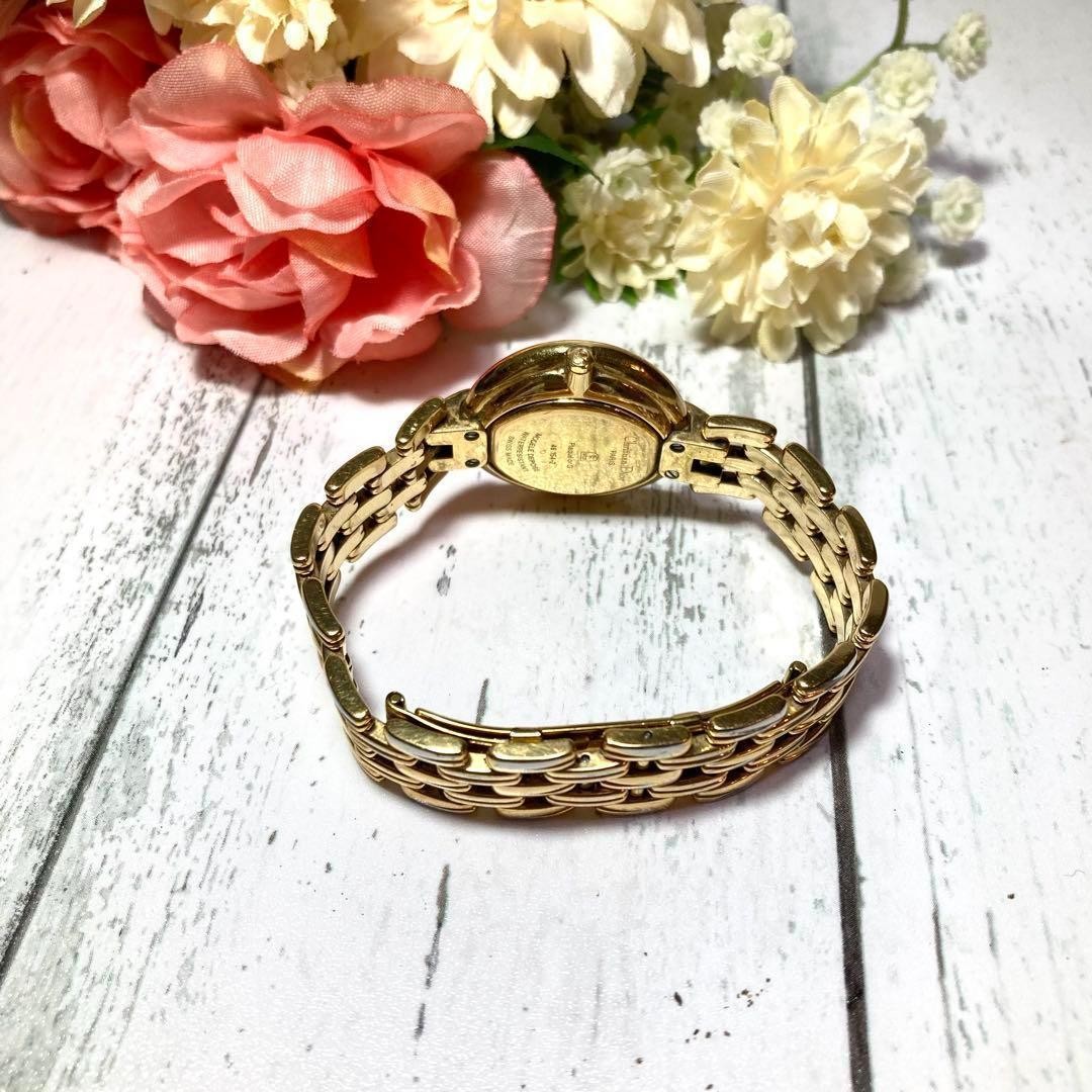 Christian Dior Quartz Watch Wristwatch Logo Gold Black Women's Authentic