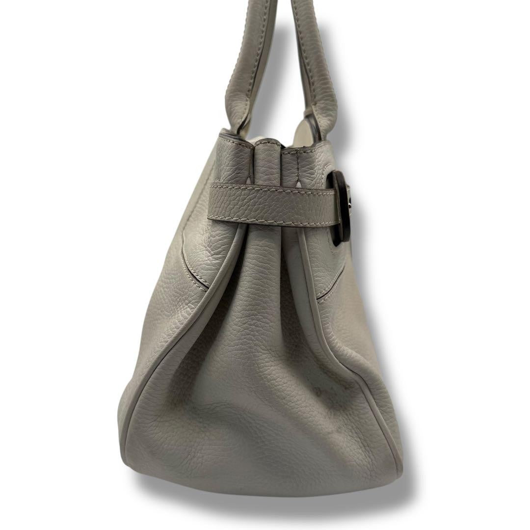 TOD'S Hand Bag Tote Purse Leather White Authentic